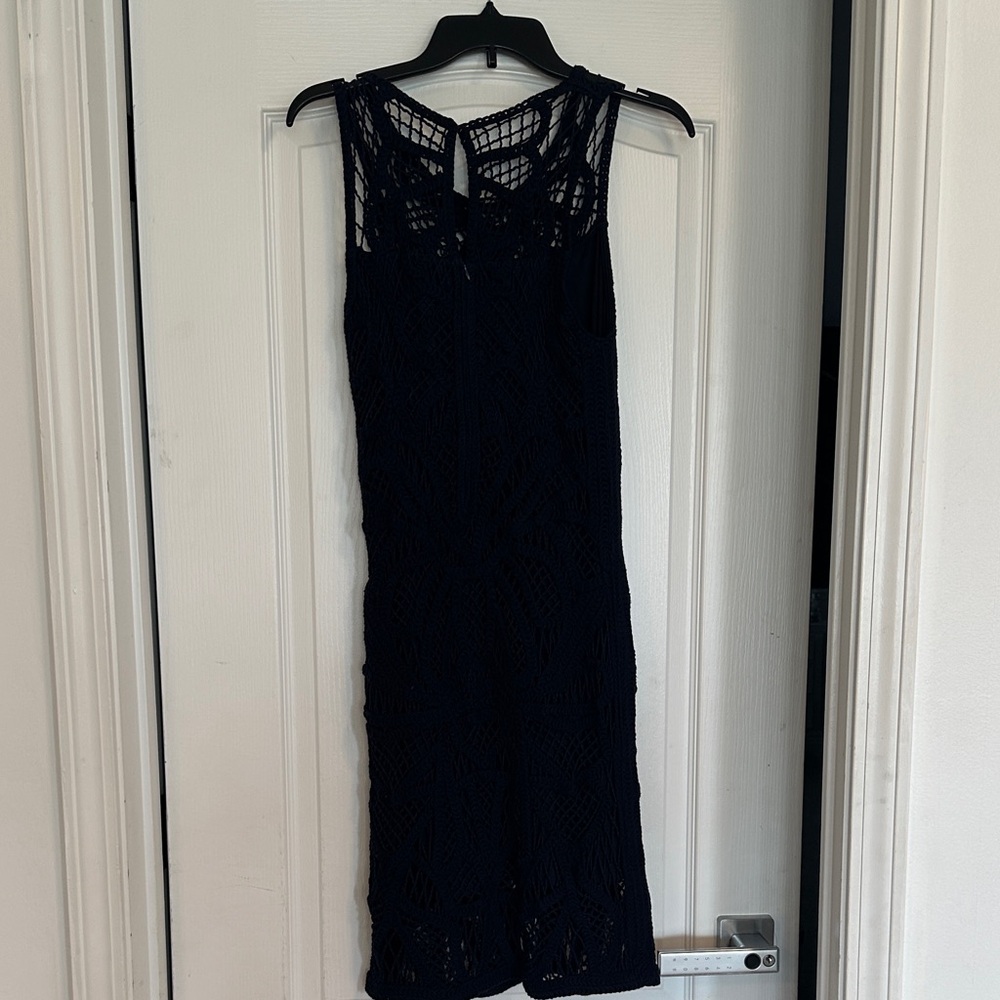 Gianni Bini Navy Lace Knit Sleeveless Midi Dress